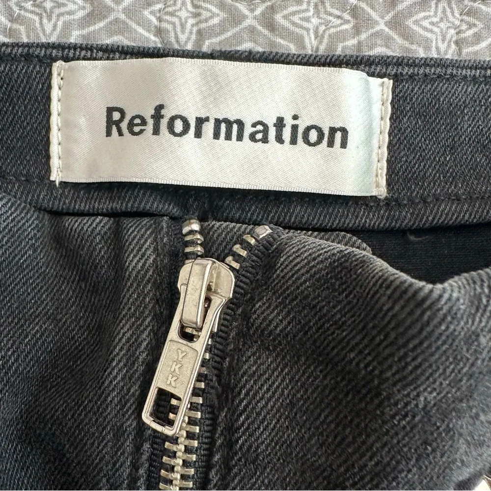 Reformation Niki Jean in Argentine Black Denim Zippers Skinny Size 26 - Picture 6 of 14
